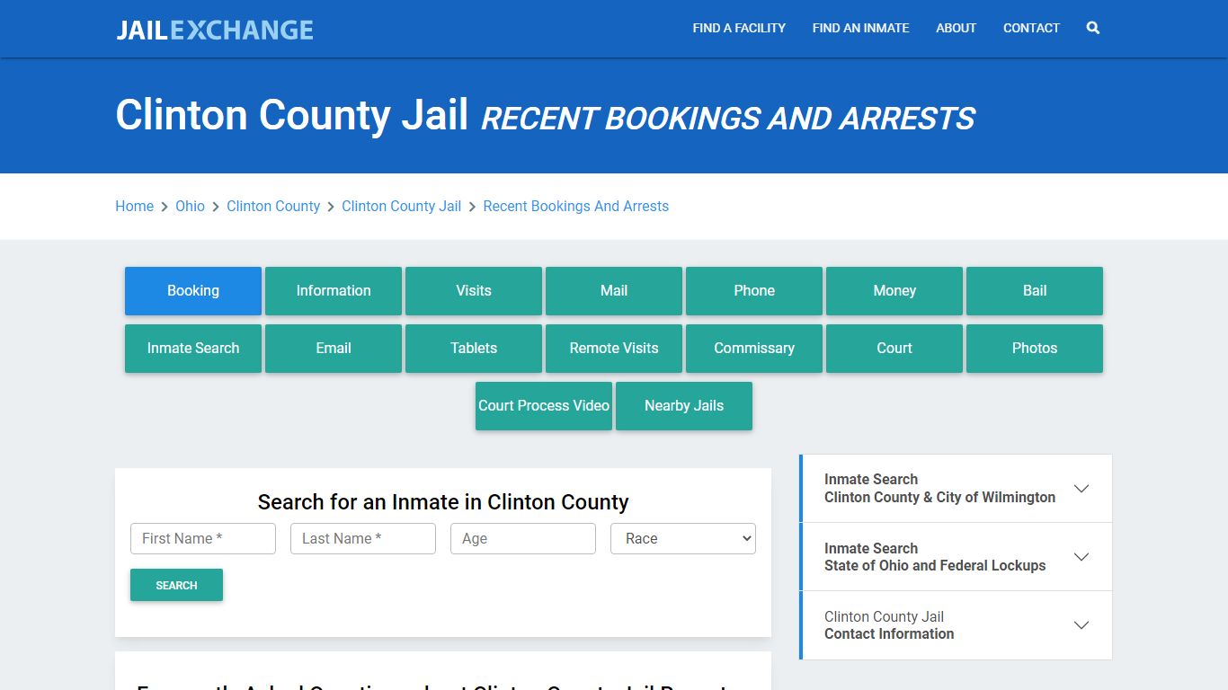 Clinton County Jail OH Recent Arrests and Bookings - Jail Exchange