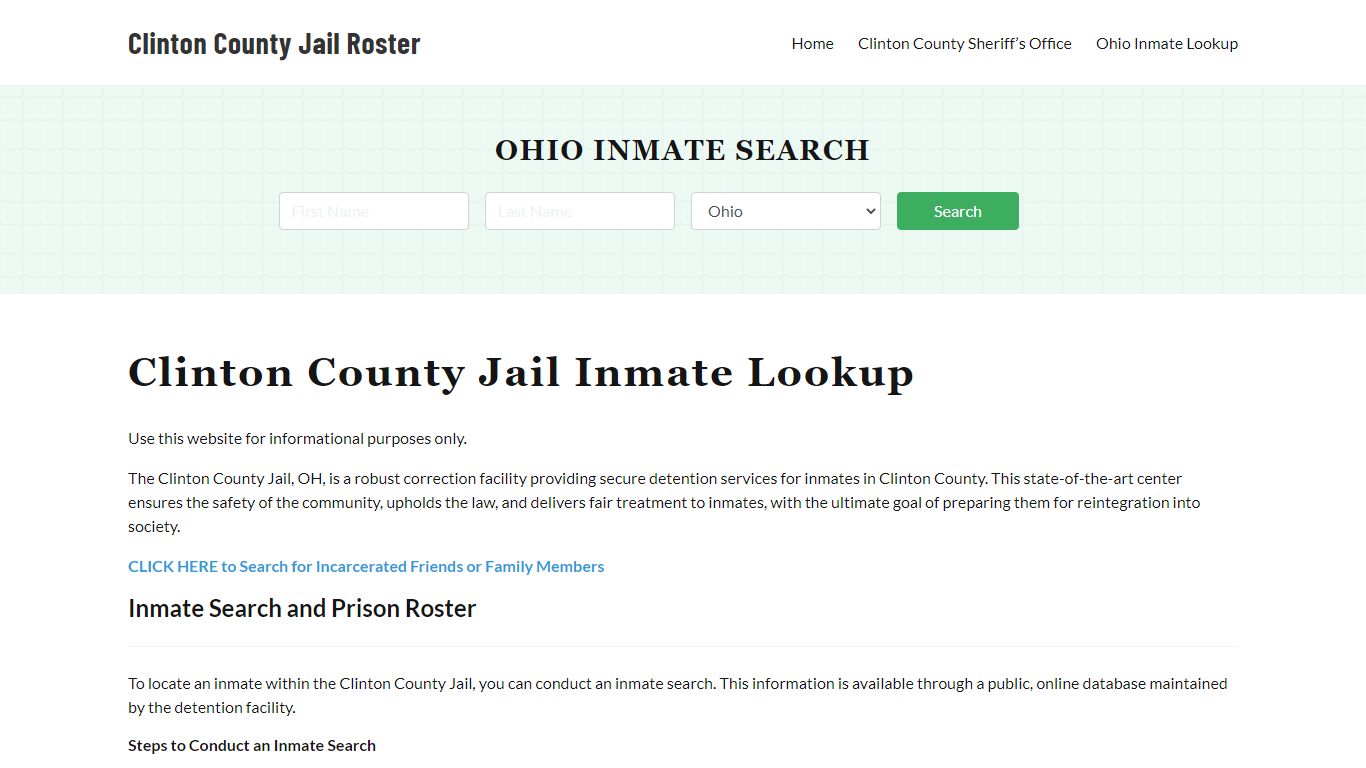 Clinton County Jail Roster Lookup, OH, Inmate Search