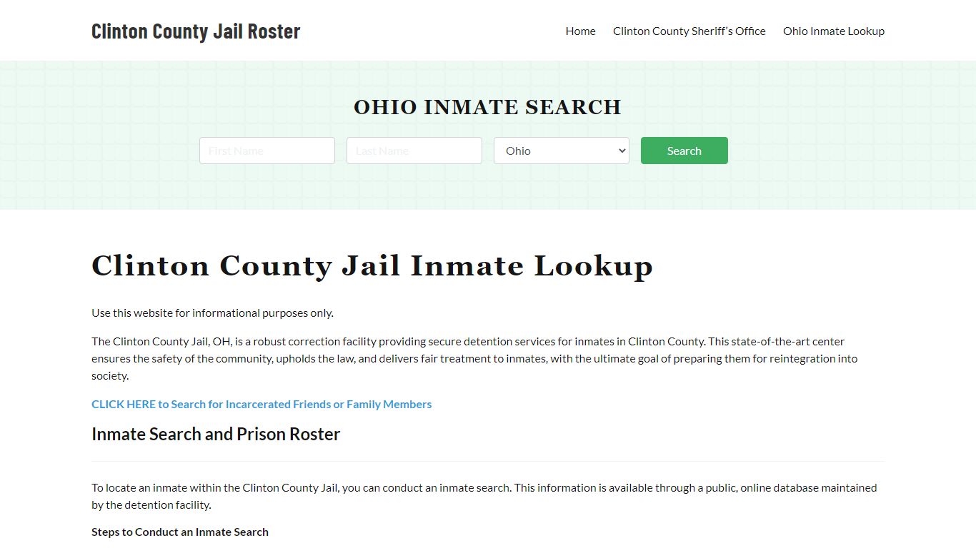 Clinton County Jail Roster Lookup, OH, Inmate Search